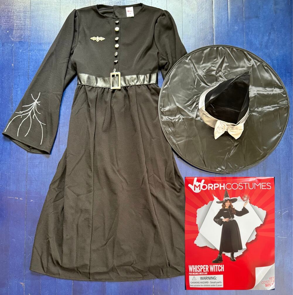 Morph Whisper Witch Halloween Costume Size XL (14/16) Black Dress & Hat NEW New
